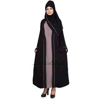 Layered abaya- Dual colored in Jacket style